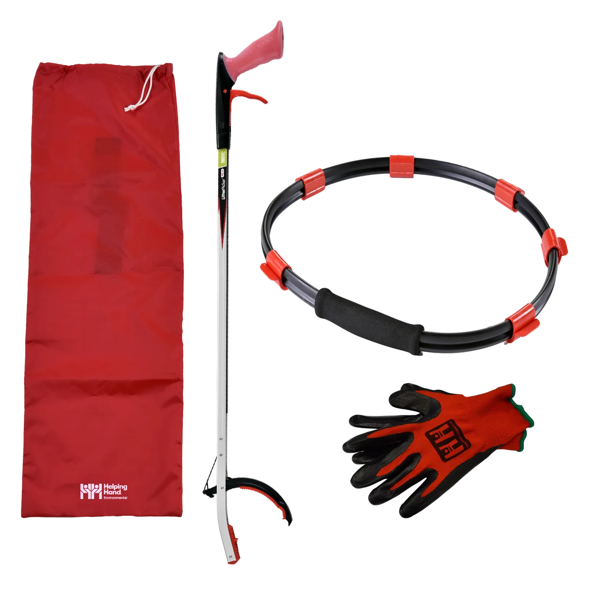 Adult litter picker bundle with gloves and handy hoop.
